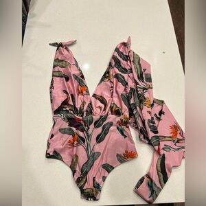 PatBO Pink Floral Print Bathing Suit